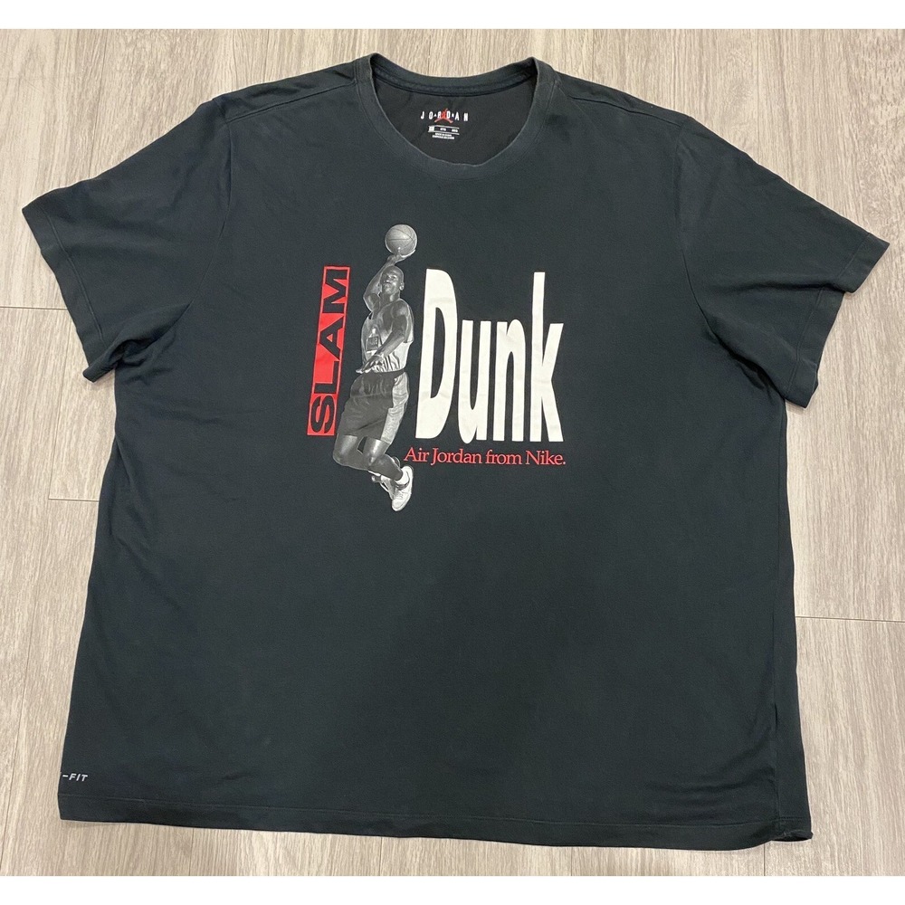 Air Jordan Slam Dunk Nike Michael Retro Graphic Black Crew Neck T shirt Tee‎ 3XL